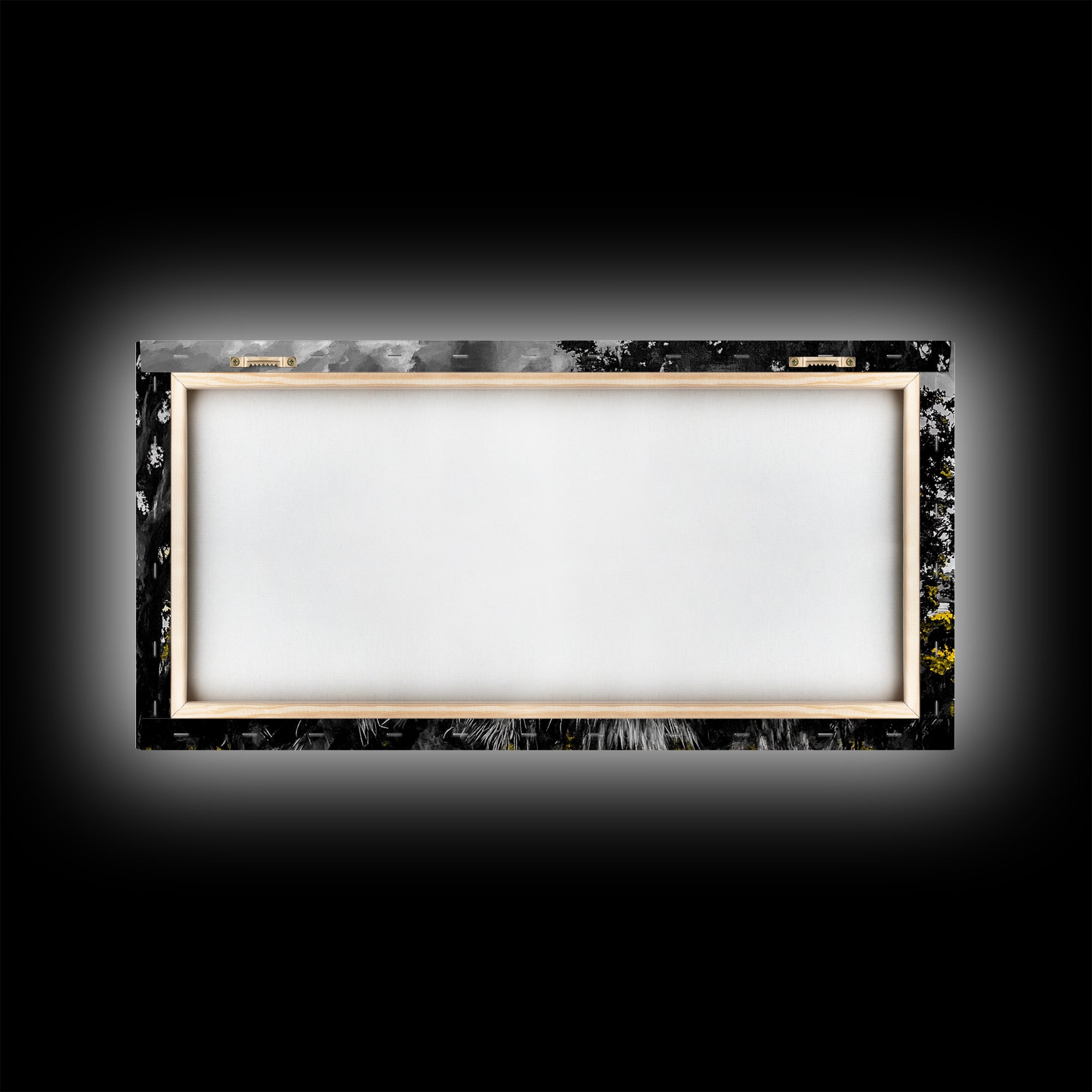 Rustic Cabin, Lake View, Black White Yellow, Large Canvas Print, Country Landscape, Farmhouse Wall Art, Living Room Decor, Framed Artwork