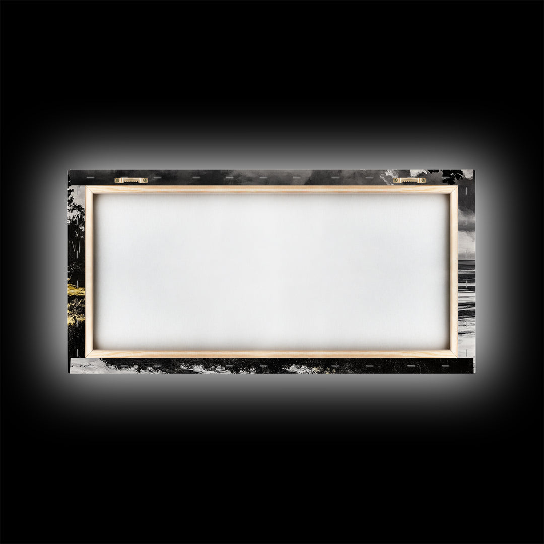 Rocky Shore, Monochrome Art, Serene Beach, Canvas Print, Coastal Landscape, Minimalist Art, Office Wall Decor, Nature Inspired Art