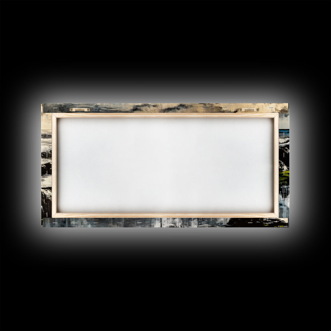 Rocky Coastline, Ocean Waves, Moody Seascape, Canvas Print, Nautical Wall Art, Monochrome Landscape, Bedroom Wall Art, Nature Aesthetic