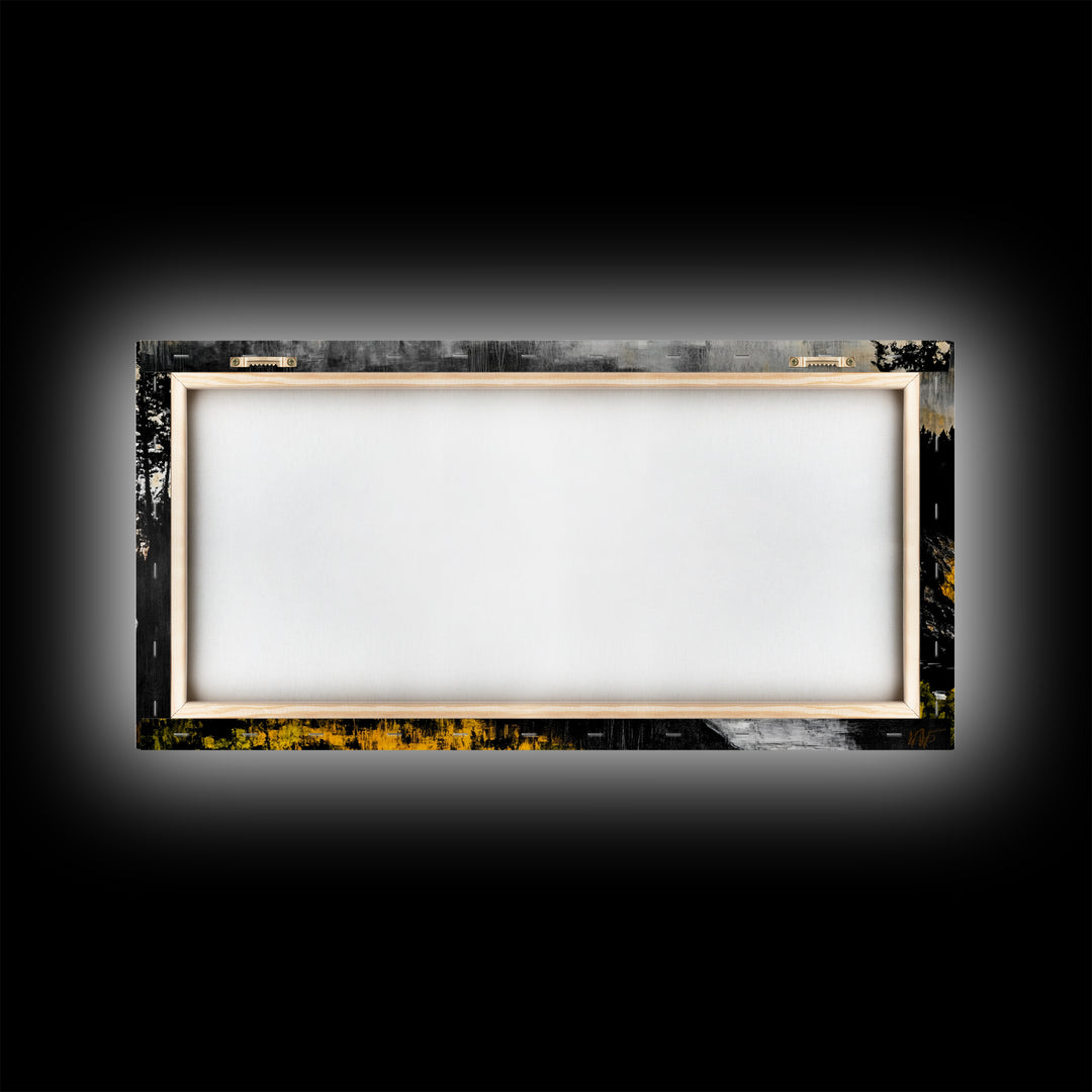 Rugged Shore, Coastal View, Autumn Landscape, Framed Canvas Print, Beach House Art, Living Room Wall Art, Minimalist Seascape Decor