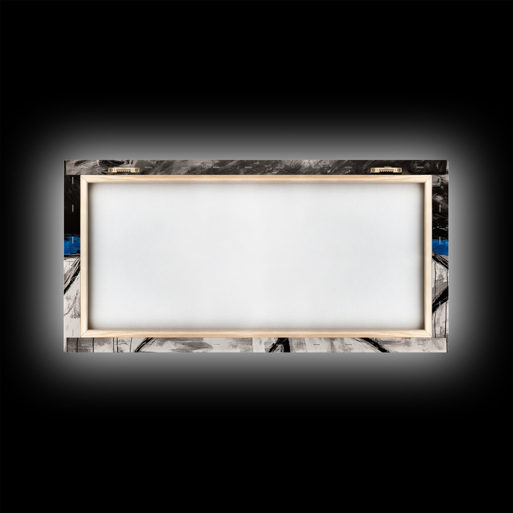 Blue Horizon, Abstract Lines, Framed Canvas Print, Minimalist Painting, Office Wall Art, Geometric Decor, Black and White Aesthetic