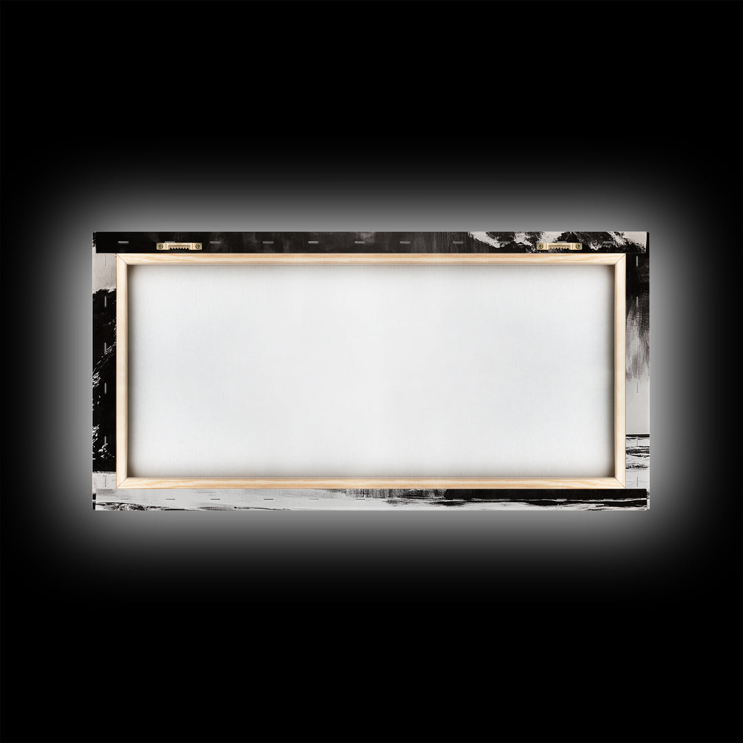 Cliffside Beach, Dramatic Seascape View, Framed Canvas Print, Black and White Art, Minimalist Decor, Bedroom Wall Art, Coastal Aesthetic