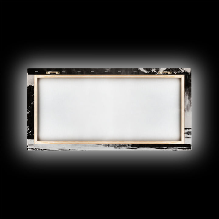 Cliffside Beach, Dramatic Seascape View, Framed Canvas Print, Black and White Art, Minimalist Decor, Bedroom Wall Art, Coastal Aesthetic