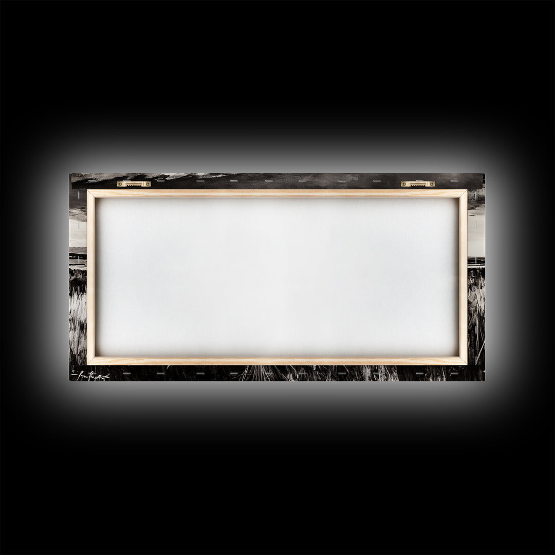 Black and White Landscape, Minimalist Canvas Print, Nature Wall Art, Rustic Country Scene, Neutral Home Decor, Living Room Art