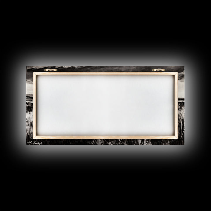 Black and White Landscape, Minimalist Canvas Print, Nature Wall Art, Rustic Country Scene, Neutral Home Decor, Living Room Art