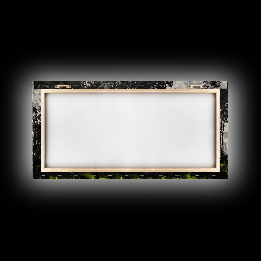 Autumn Trees, Woodland Scene, Black and White Forest, Framed Canvas Print, Nature Landscape Art, Fall Decor, Living Room Art, Rustic Art