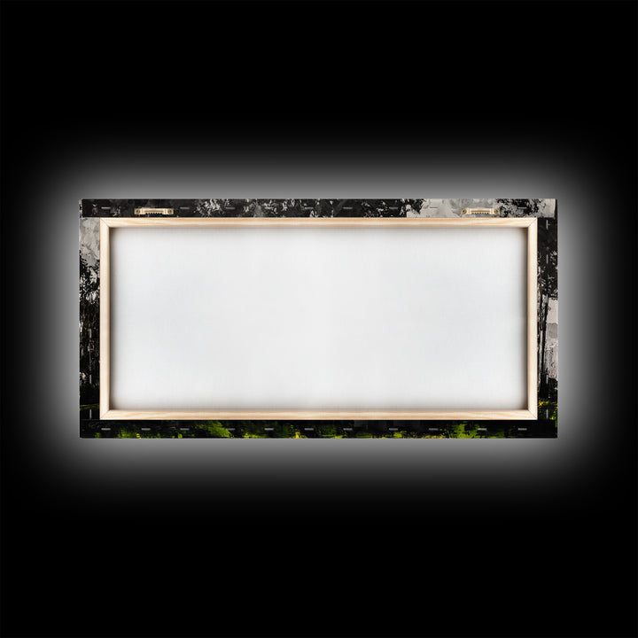 Autumn Trees, Woodland Scene, Black and White Forest, Framed Canvas Print, Nature Landscape Art, Fall Decor, Living Room Art, Rustic Art