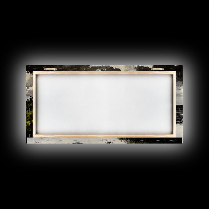 Abandoned Boat, Black White, Seaside Art, Framed Canvas Print, Rustic Beach Decor, Nautical Wall Art, Coastal Print, Office Decor