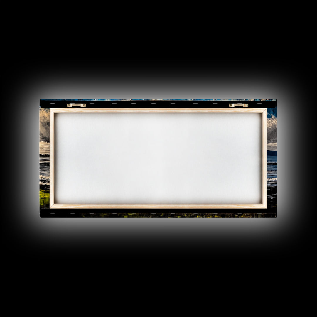 Coastal Rain, Ocean Reflection, Scenic Wall Art, Framed Canvas Print, Serene Nature Print, Landscape Decor, Bedroom Wall Art