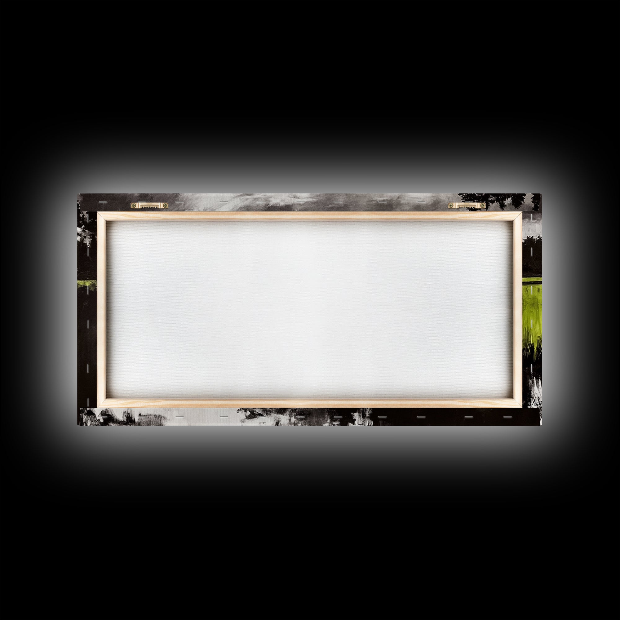 River Reflection, Nature Art, Moody Landscape, Modern Canvas Print, Green and Black, Office Wall Art, Minimalist Home Decor, Rustic Art