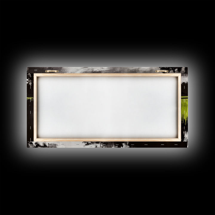 River Reflection, Nature Art, Moody Landscape, Modern Canvas Print, Green and Black, Office Wall Art, Minimalist Home Decor, Rustic Art