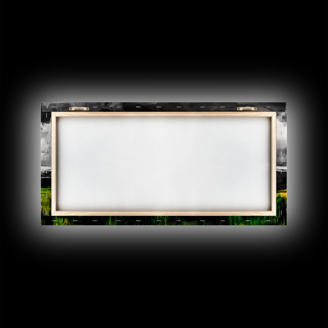 Abstract Coastal Art, Ocean Horizon, Dramatic Sky, Framed Canvas Print, Large Wall Art, Modern Living Room Decor, Beach House Art