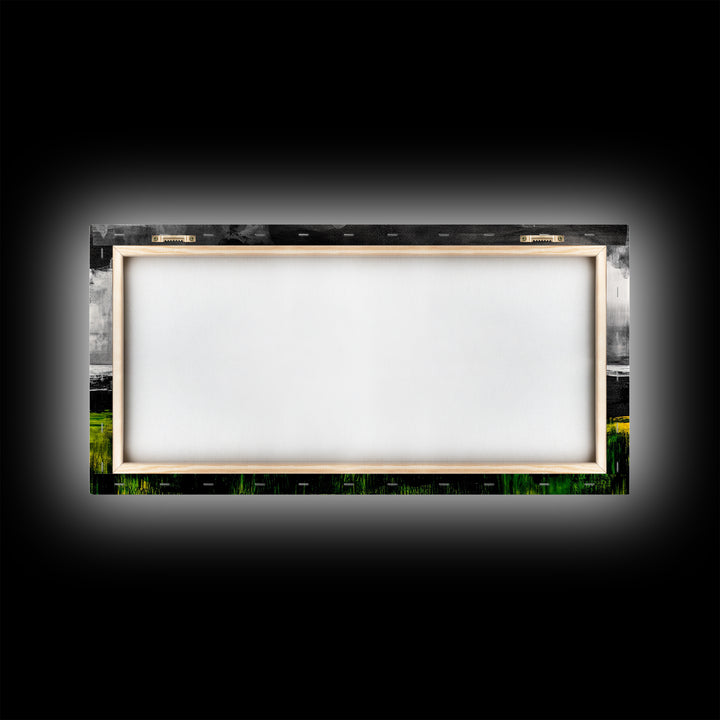 Abstract Coastal Art, Ocean Horizon, Dramatic Sky, Framed Canvas Print, Large Wall Art, Modern Living Room Decor, Beach House Art