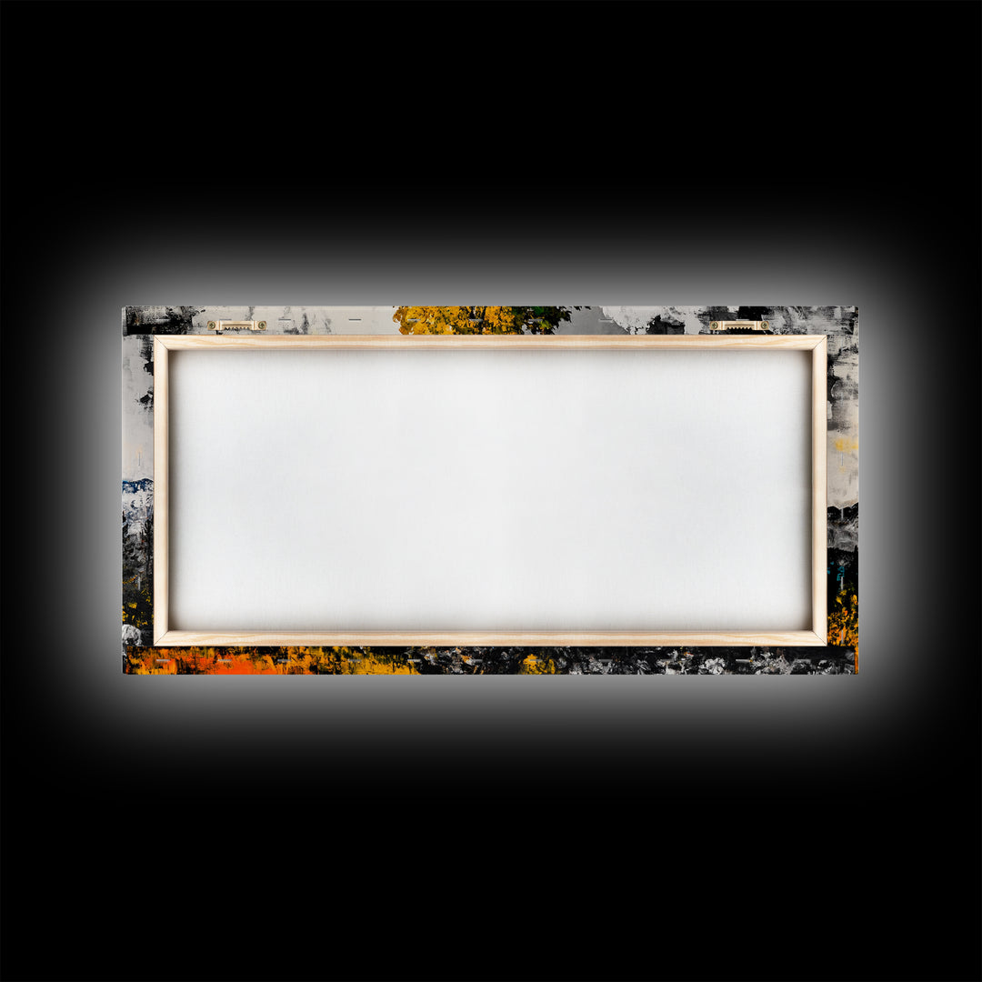 Autumn Tree Art, Mountain Landscape Painting, Fall Wall Decor, Nature Lover Gift, Framed Canvas Print, Rustic Cabin Home Accent