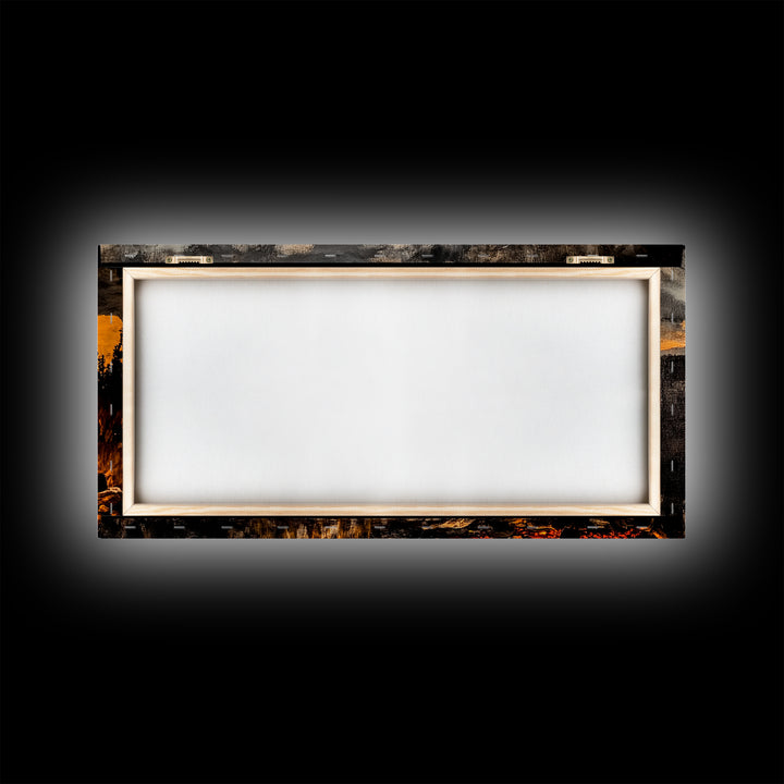 Campfire, Mountain Art, Sunset Landscape, Wilderness Print, Outdoor Wall Art, Adventure Home Decor, Cabin Wall Art, Framed Canvas Print