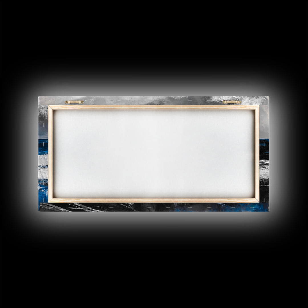 Blue Ocean, Stormy Seascape, Modern Coastal Art, Contemporary Painting, Large Beach Wall Art, Bedroom Decor, Framed Canvas Print, Gift Idea