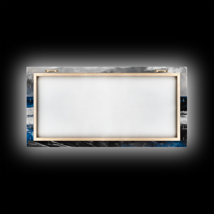 Blue Ocean, Stormy Seascape, Modern Coastal Art, Contemporary Painting, Large Beach Wall Art, Bedroom Decor, Framed Canvas Print, Gift Idea