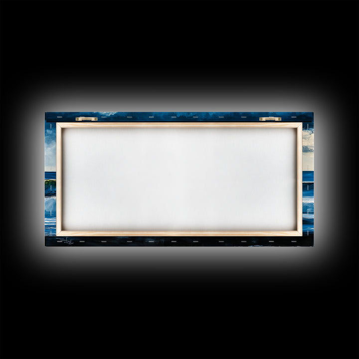 Rolling Waves, Deep Blue, Surf Art, Framed Canvas Print, Ocean Themed Decor, Beach House Art, Living Room Wall Art, Coastal Home Accent