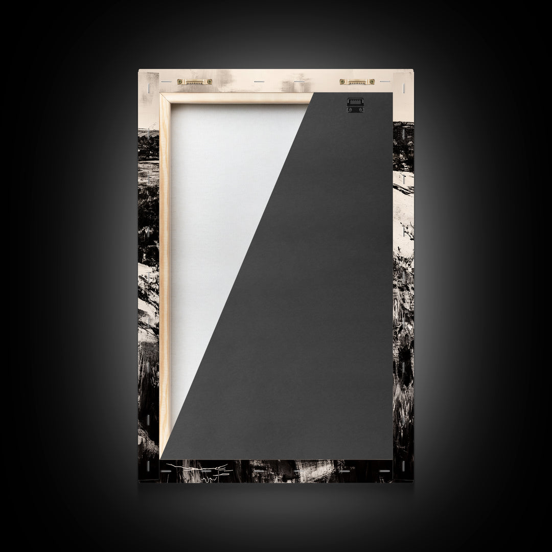 Desert Landscape Art, Minimalist Nature Print, Monochrome Decor, Rustic Mountain Scene, Living Room Wall Art, Framed Canvas Print