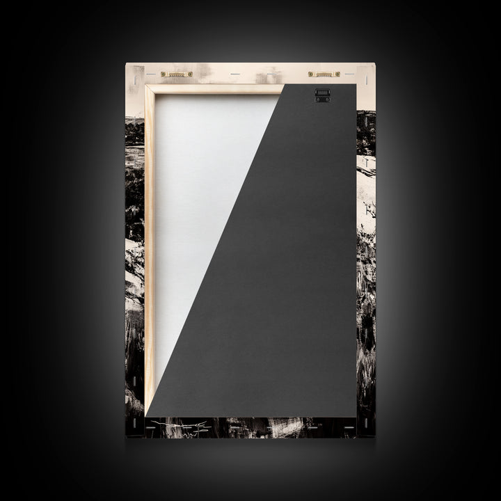 Desert Landscape Art, Minimalist Nature Print, Monochrome Decor, Rustic Mountain Scene, Living Room Wall Art, Framed Canvas Print