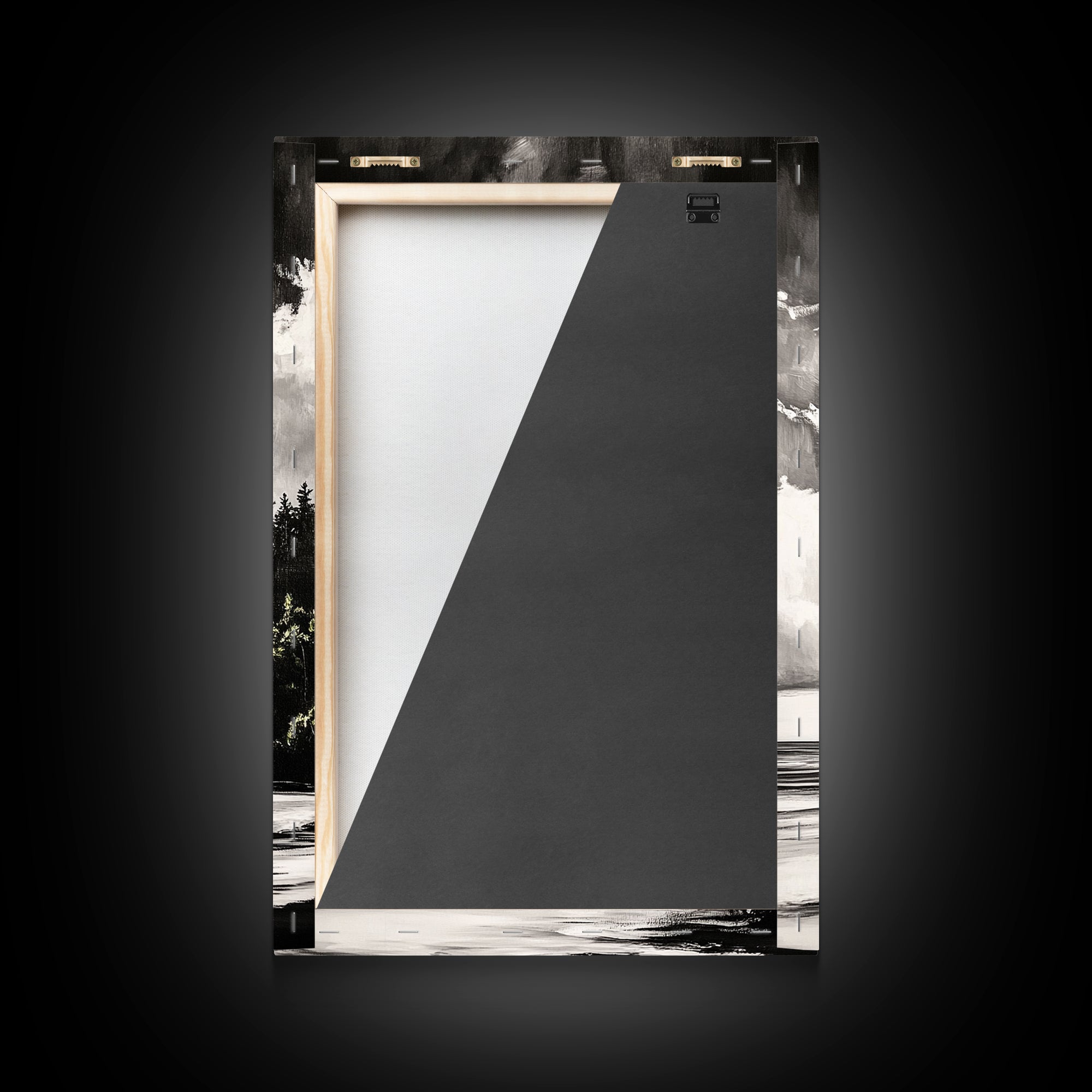 Coastal Cliffs, Black and White Landscape, Moody Sky Painting, Rustic Nature Wall Art, Office Decor, Framed Canvas Print