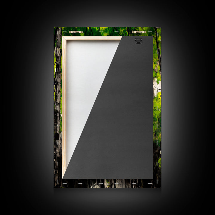 Birch Trees, Green Forest Art, Nature Landscape, Abstract Painting, Contemporary Wall Decor, Earthy Home Art, Framed Canvas Print