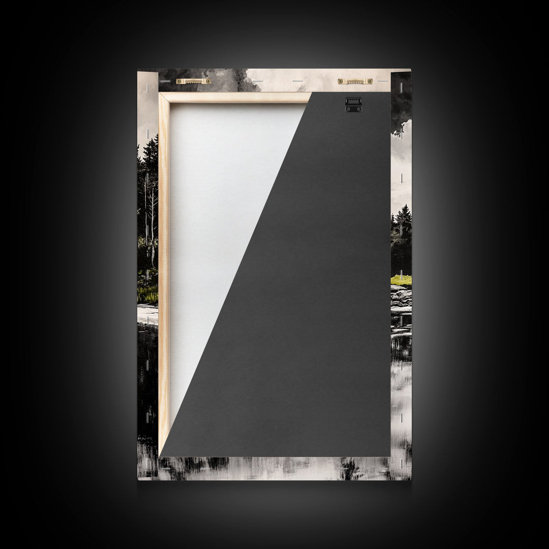 Coastal Serenity, Black and White Wall Art, Ocean Waves, Minimalist Landscape, Nautical Home Decor, Modern Art, Framed Canvas Print