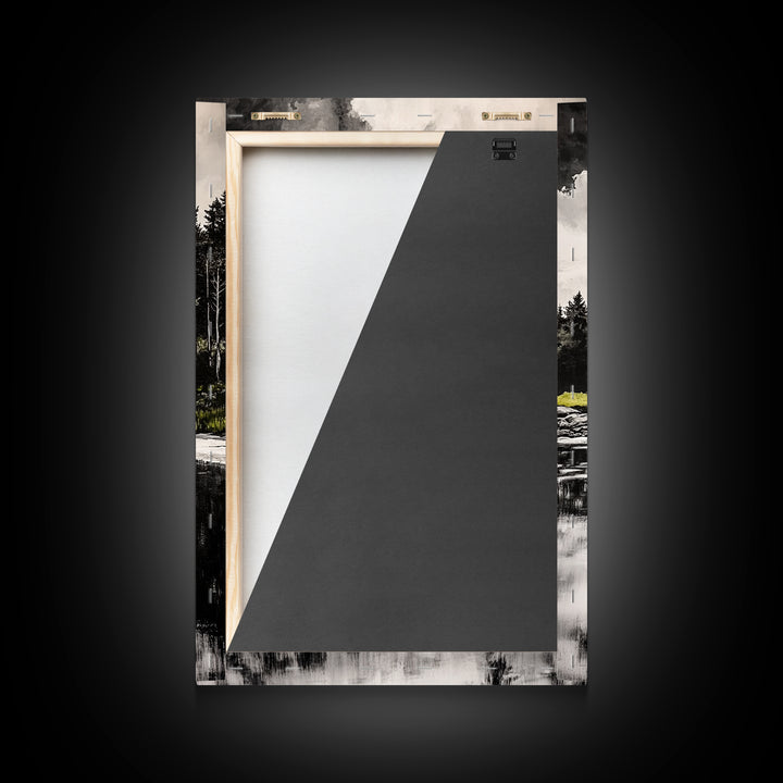 Coastal Serenity, Black and White Wall Art, Ocean Waves, Minimalist Landscape, Nautical Home Decor, Modern Art, Framed Canvas Print