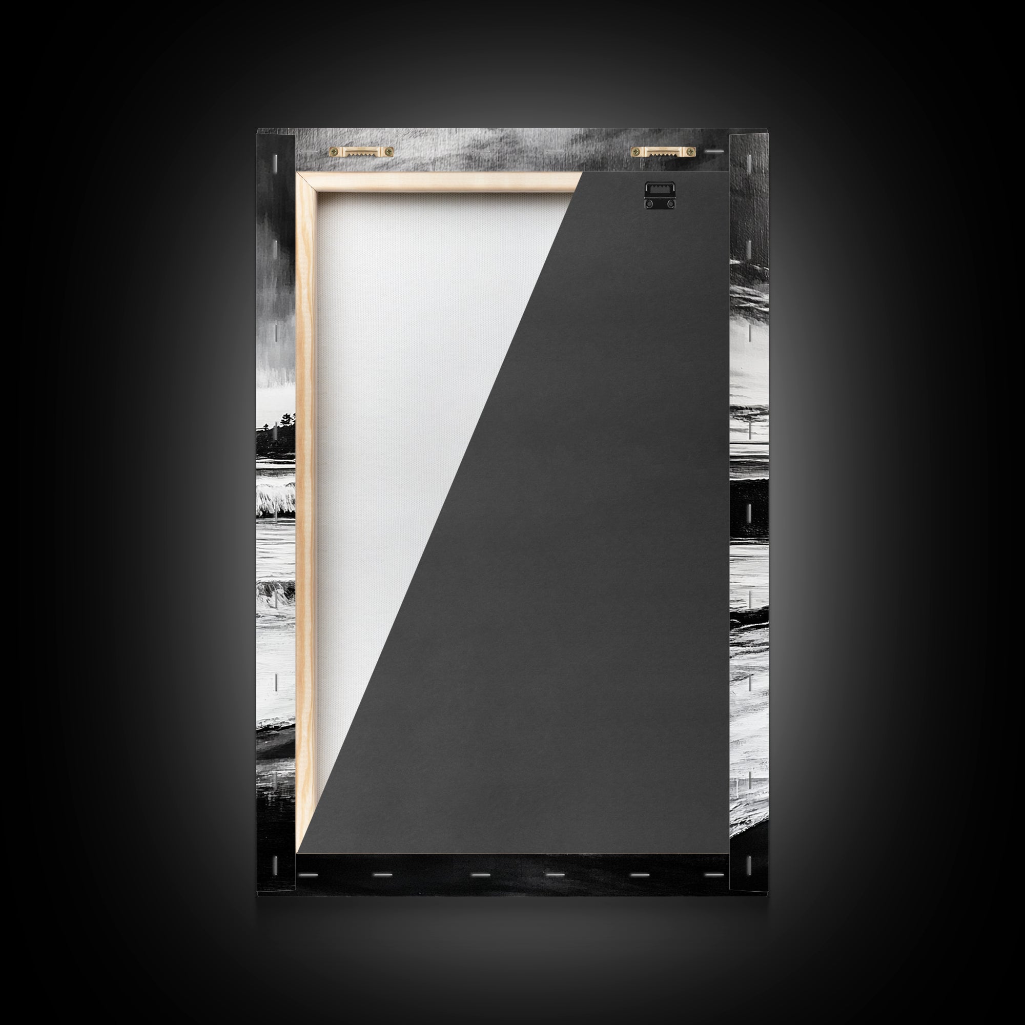 Black and White Waves, Ocean Painting, Dramatic Coastline, Minimalist Art, Framed Canvas Print, Modern Seascape, Contemporary Wall Art