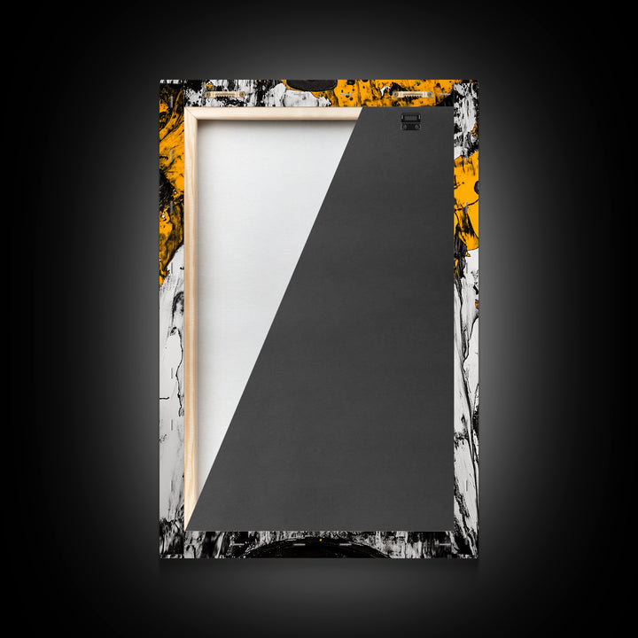 Abstract Frying Pan, Rustic Kitchen Art, Modern Industrial Wall Decor, Black Yellow Green Art, Unique Foodie Gift, Canvas Print