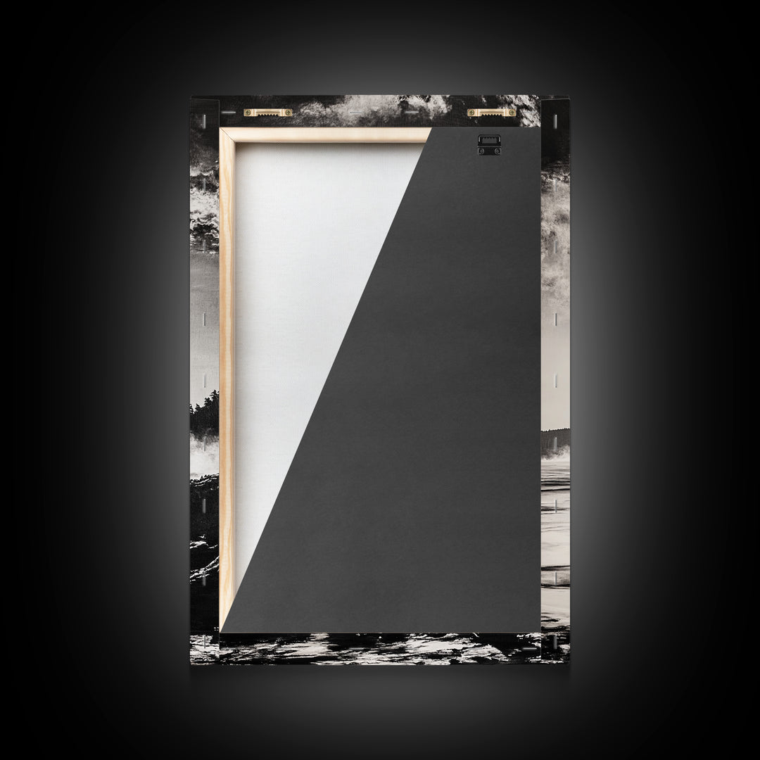 Coastal Mist, Moody Seascape, Black and White Ocean, Nautical Wall Art, Minimalist Decor, Living Room Art, Canvas Print, Gift Idea