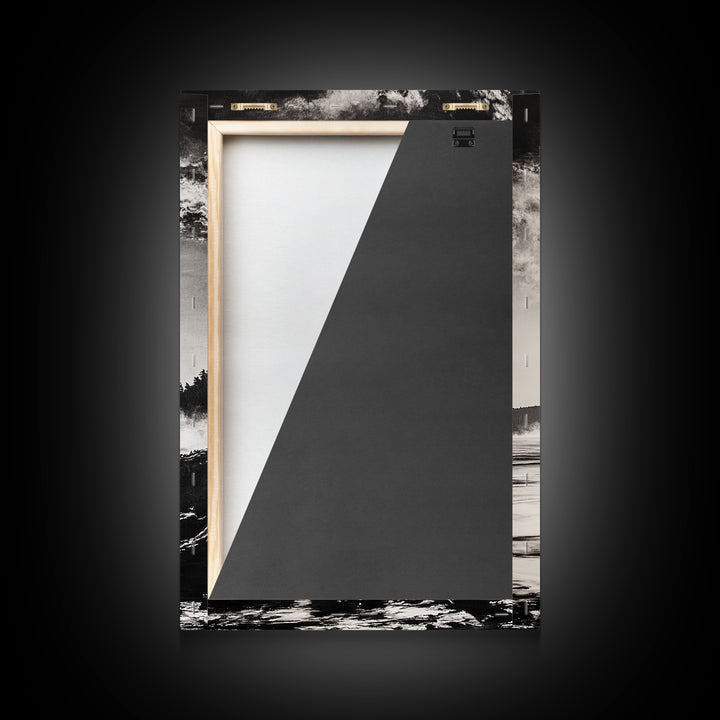 Coastal Mist, Moody Seascape, Black and White Ocean, Nautical Wall Art, Minimalist Decor, Living Room Art, Canvas Print, Gift Idea