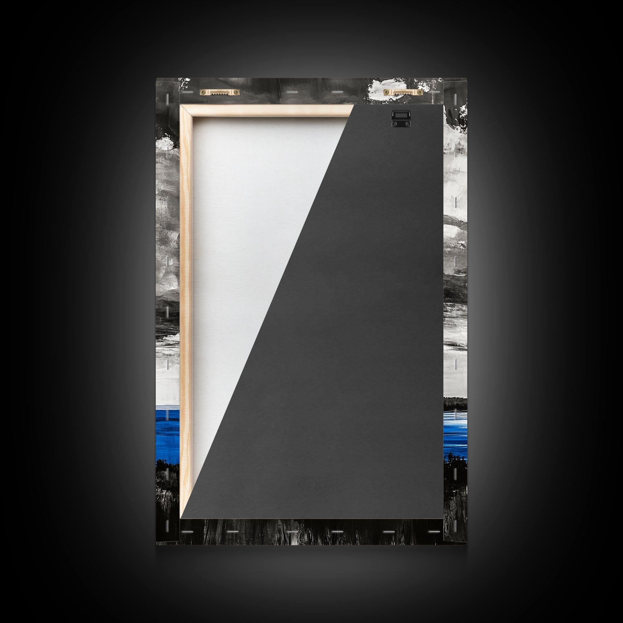 Blue Horizon, Ocean Landscape, Coastal Wall Art, Black and White Sky, Beach House Decor, Modern Art, Framed Canvas Print, Tranquil Design