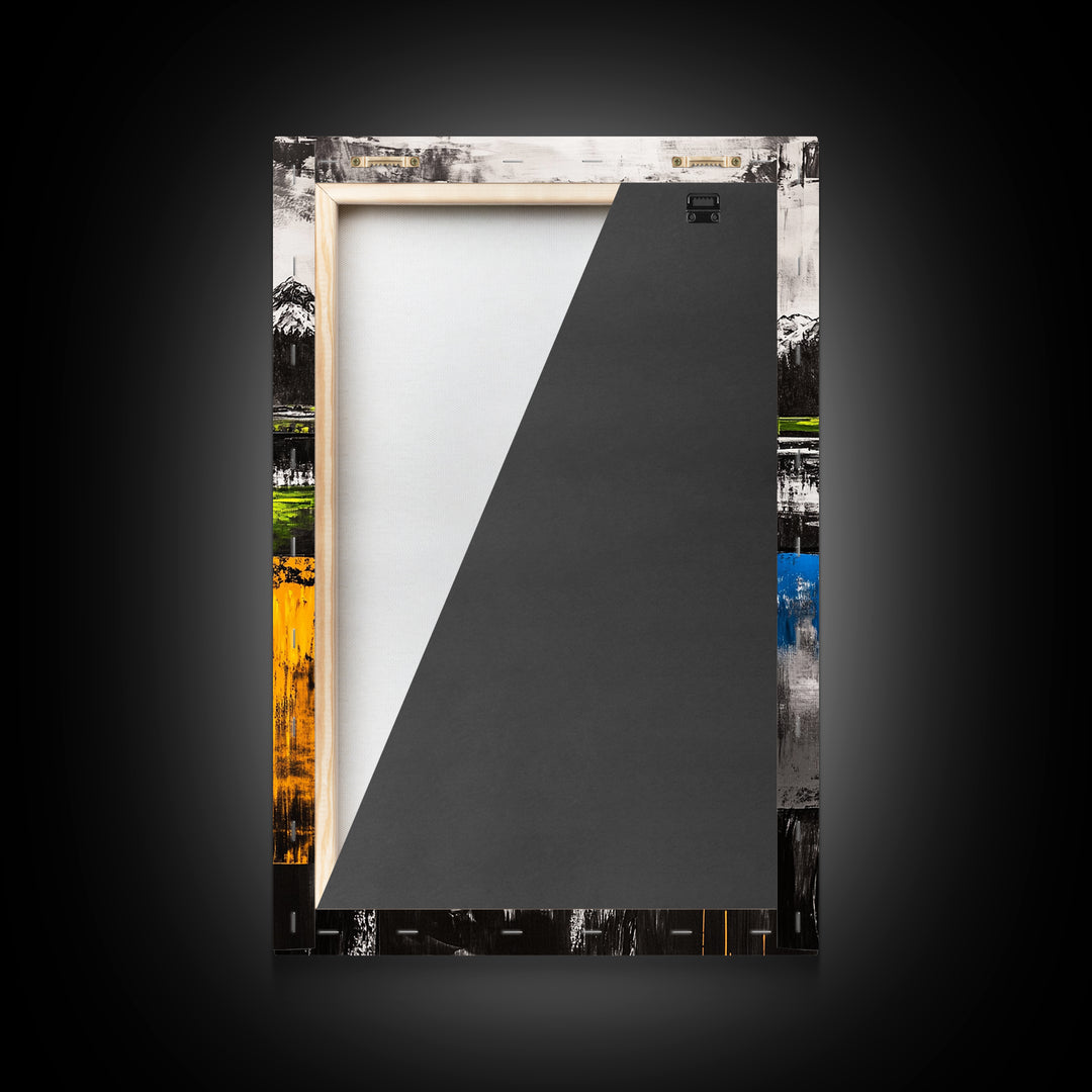 Abstract Landscape, Mountain Scene, Framed Canvas Print, Green Nature Art, Modern Decor, Minimalist Art, Living Room Wall Decor