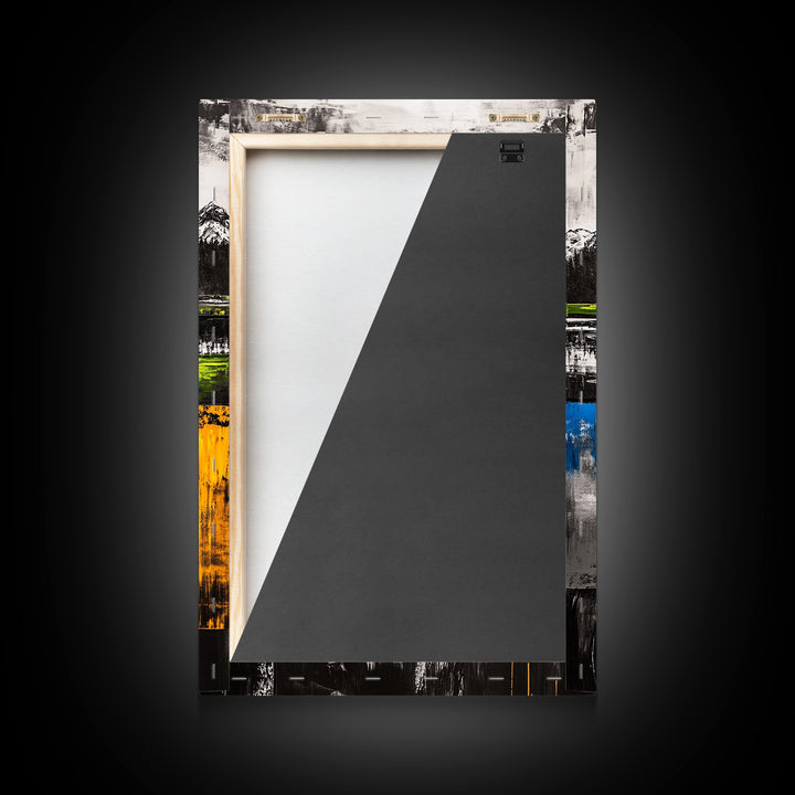 Abstract Landscape, Mountain Scene, Framed Canvas Print, Green Nature Art, Modern Decor, Minimalist Art, Living Room Wall Decor