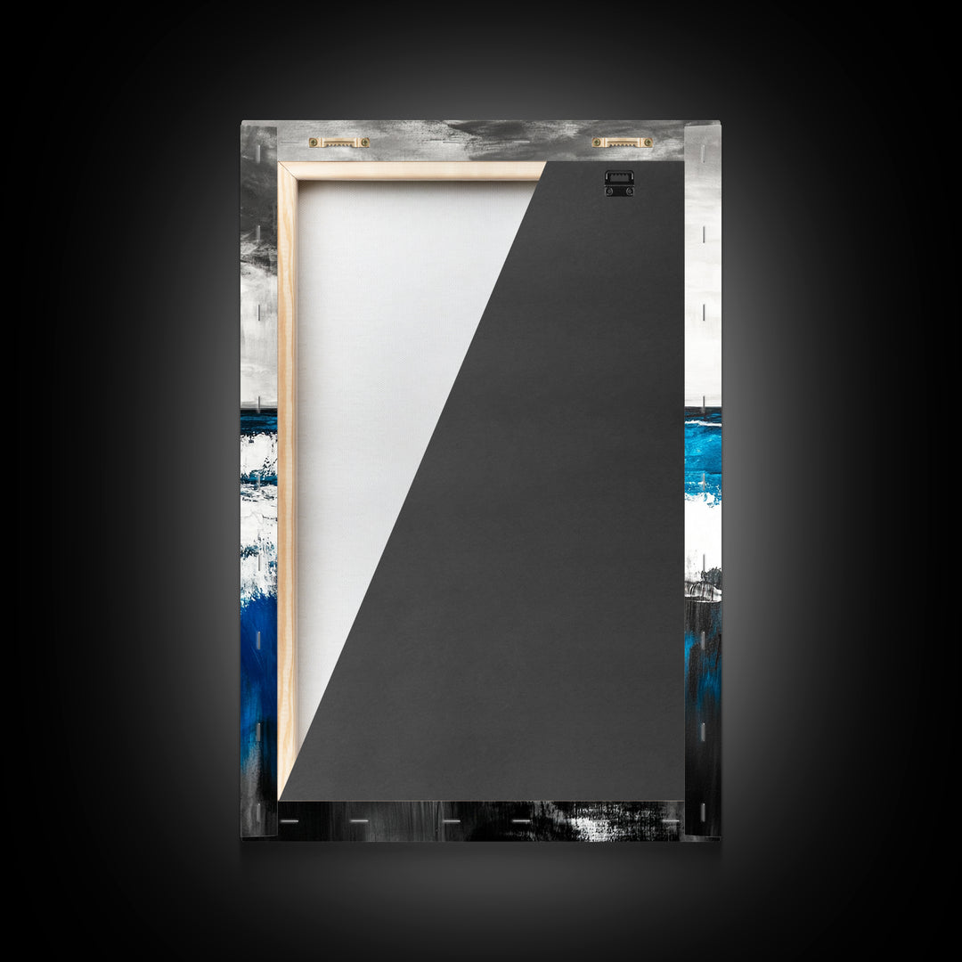 Blue Ocean, Coastal Landscape, Modern Art, Framed Canvas Print, Beach House Decor, Contemporary Seascape, Living Room Wall Art