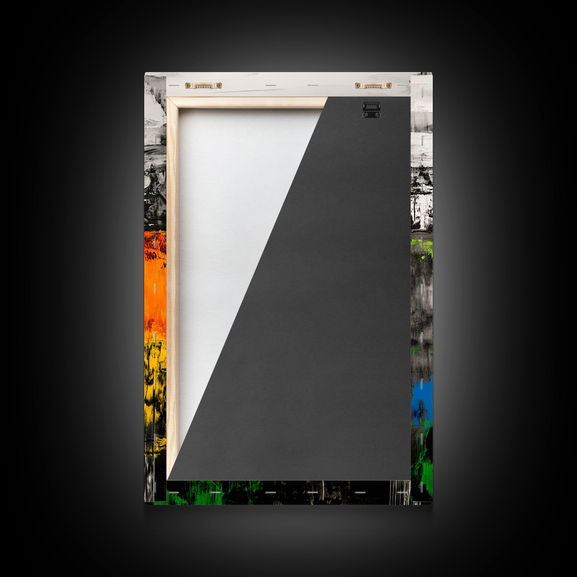 Bold Earthy Abstract, Green Yellow Orange, Framed Canvas Print, Rustic Wall Art, Living Room Decor, Textured Home Accent