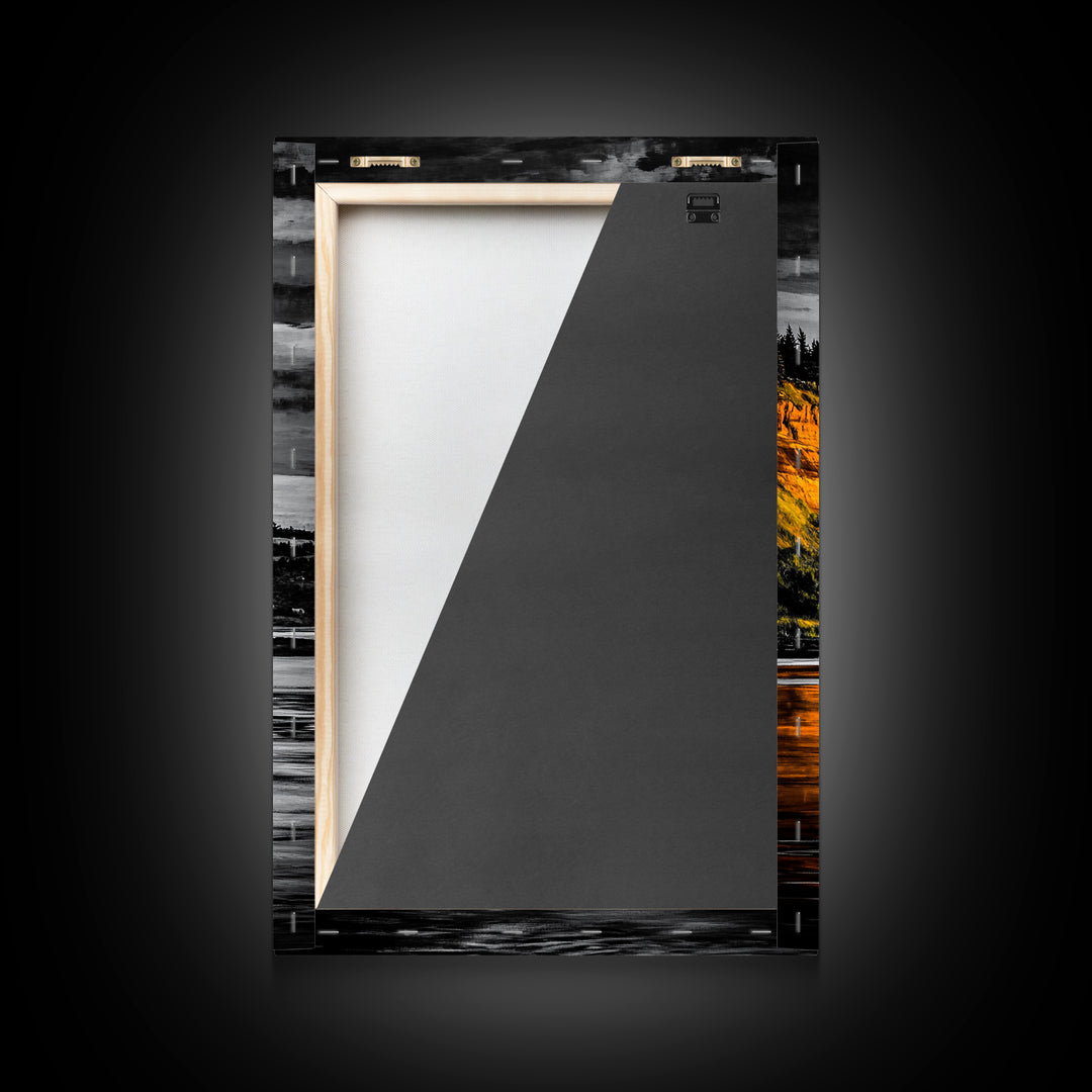 Coastal Arch, Ocean Canvas Print, Seascape Wall Art, Nautical Home Decor, Living Room Artwork, Black and White Landscape