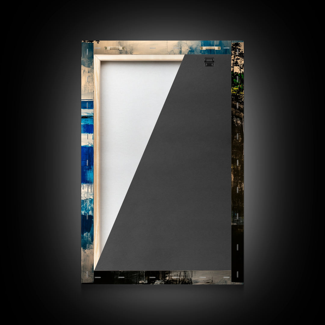 Coastal Cliff, Ocean Canvas Print, Nature Wall Art, Beach House Decor, Seascape Painting, Vibrant Blue Green Artwork, Office Art