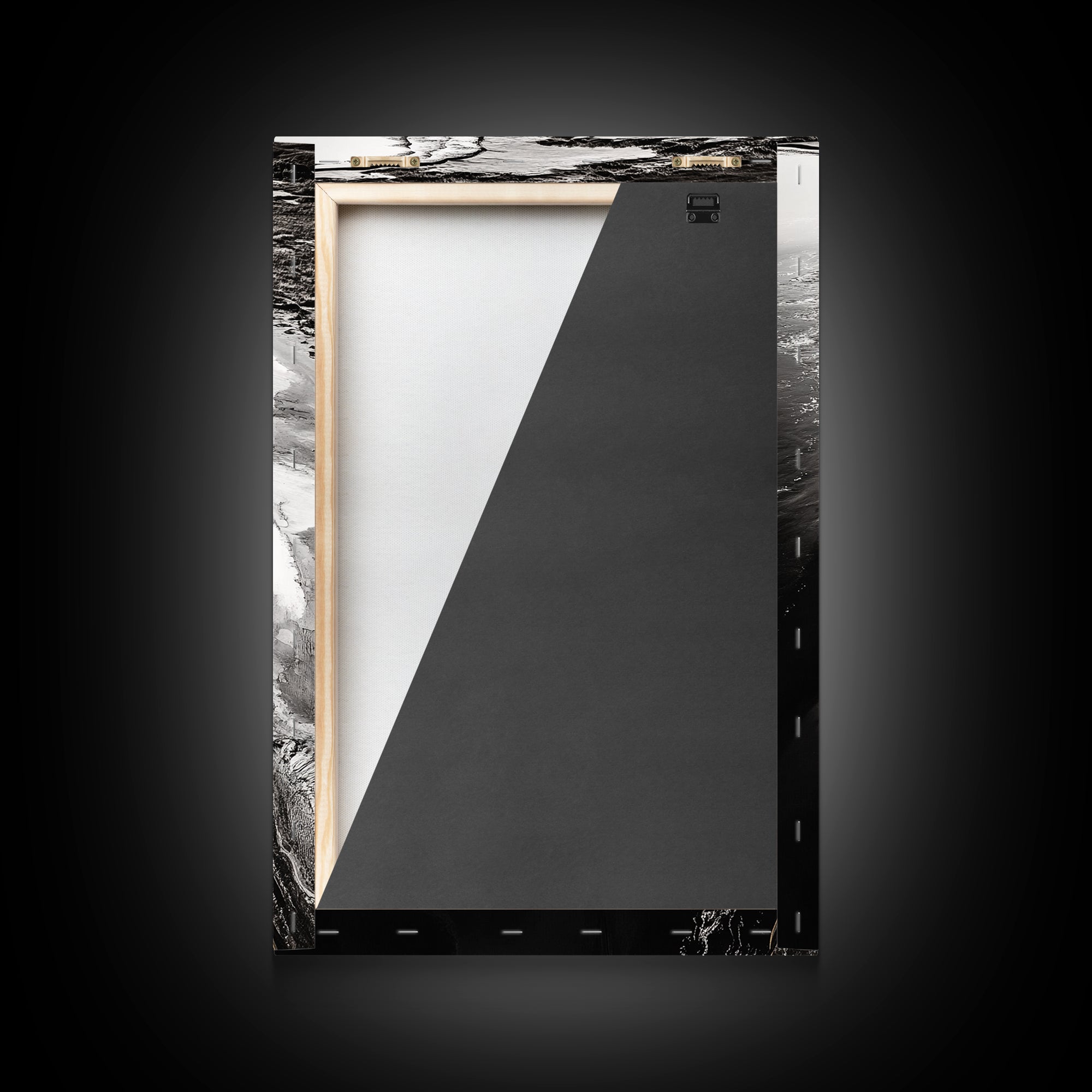 Abstract River, Nature Landscape, Modern Wall Art, Monochrome Print, Green Accents, Contemporary Art, Framed Canvas Print, Office Wall Decor