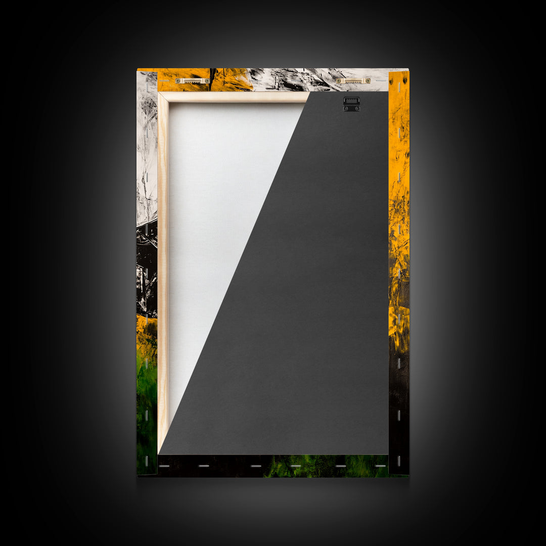 Abstract Horn, Black and Yellow Modern Painting, Bold Expressionist Art, Framed Canvas Print, Contemporary Office or Loft Wall Decor