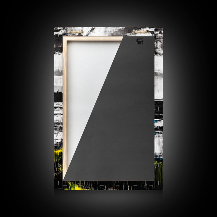 Coastal Shoreline, Misty Landscape, Black and White, Nature Print, Framed Canvas Print, Office Wall Art, Serene Seascape, Minimalist Art