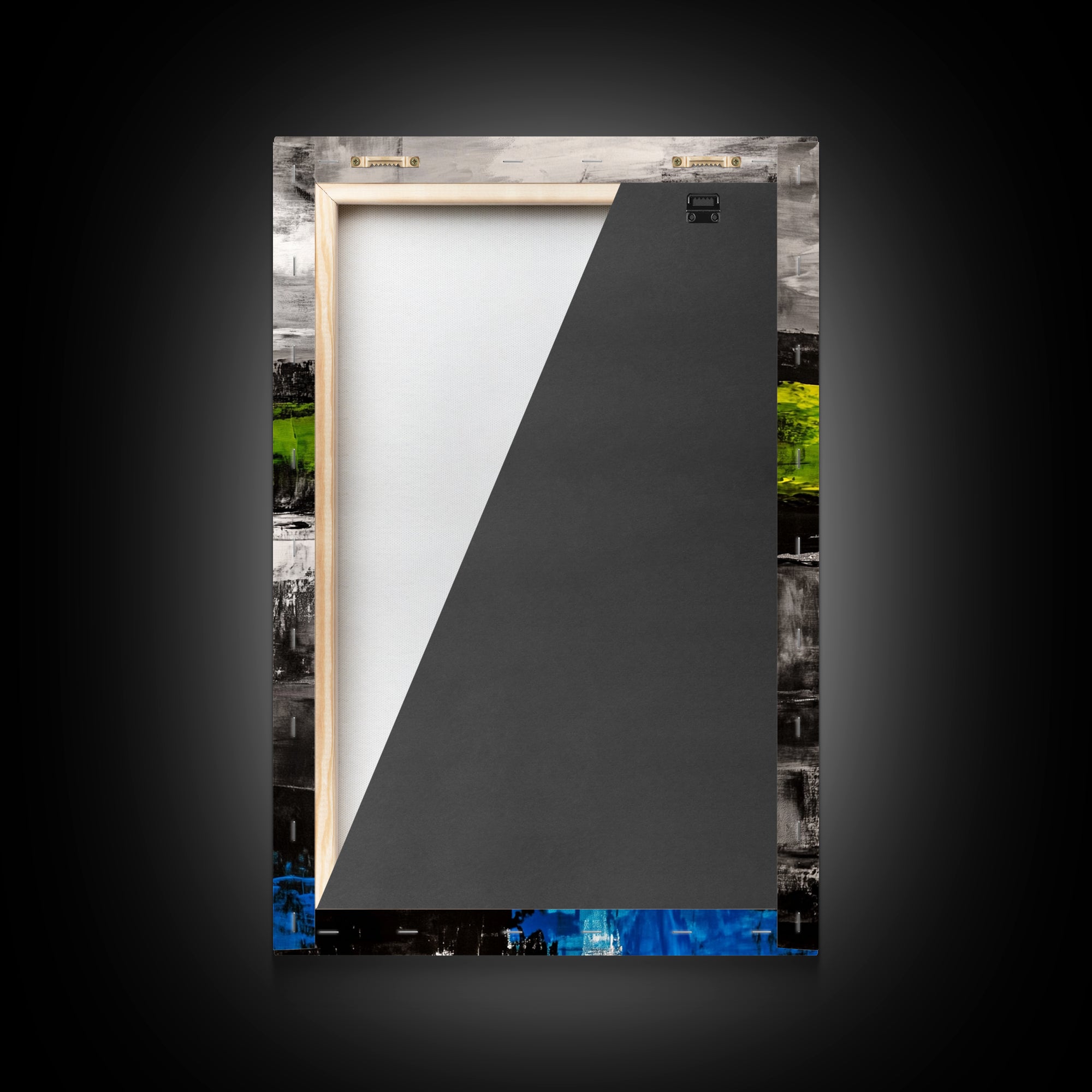 Abstract Landscape, Black White Green, Modern Painting, Framed Canvas Print, Living Room Decor, Minimalist Art, Contemporary Style