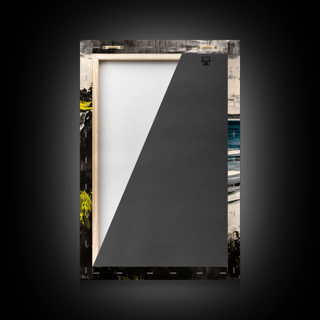 Cliffside View Landscape, Coastal Serenity, Seaside Painting, Nautical Wall Art, Nature Lovers Gift, Relaxing Decor, Framed Canvas Print