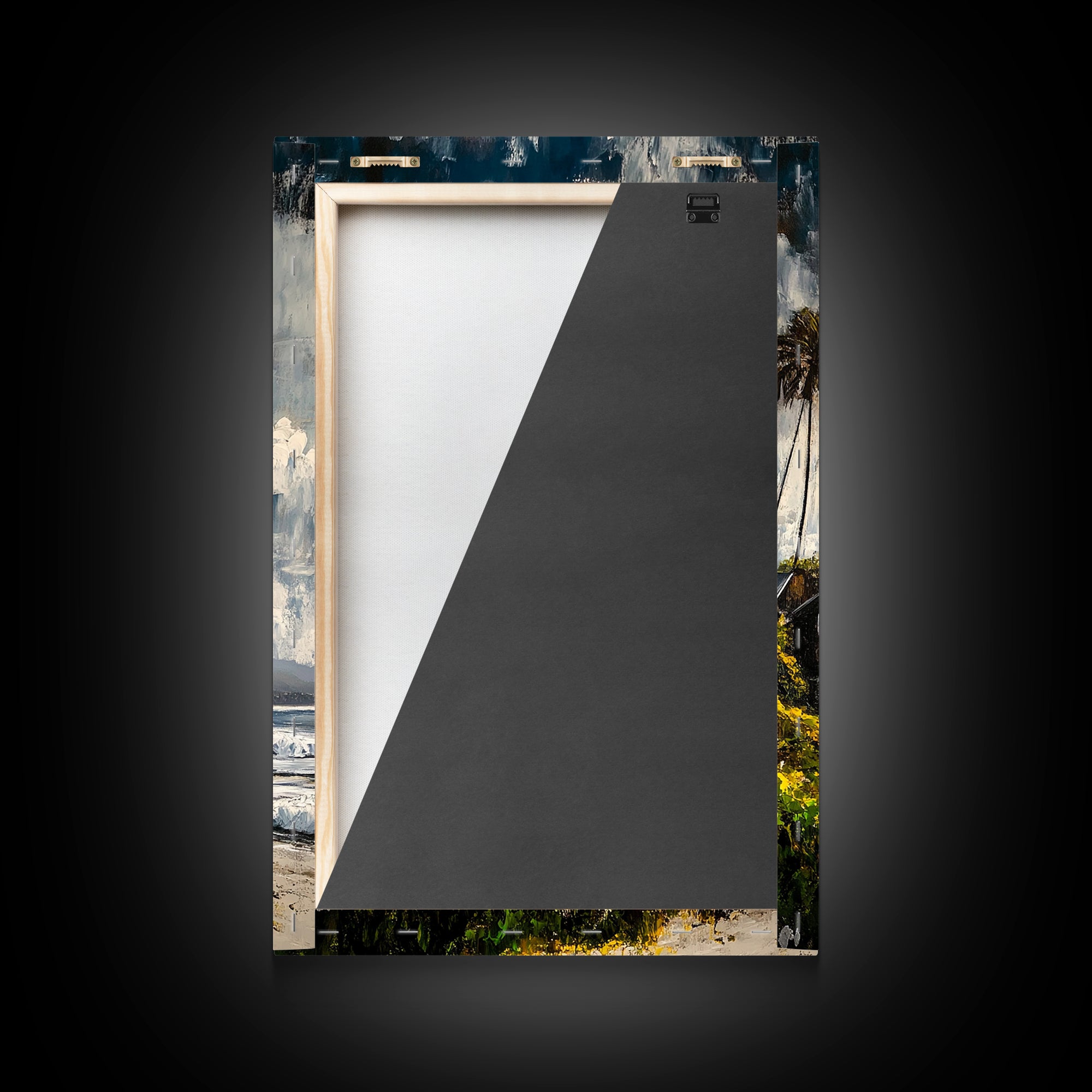 Beach Surf Shack, Tropical Art, Coastal Wall Decor, Nautical Framed Canvas Print, Surfing Gift, Ocean Sunset, Living Room Art