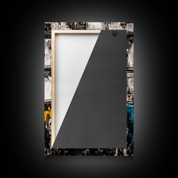 Abstract Windows, Modern Wall Art, Black and White Geometric Print, Industrial Home Decor, Framed Canvas Print, Contemporary Office Art