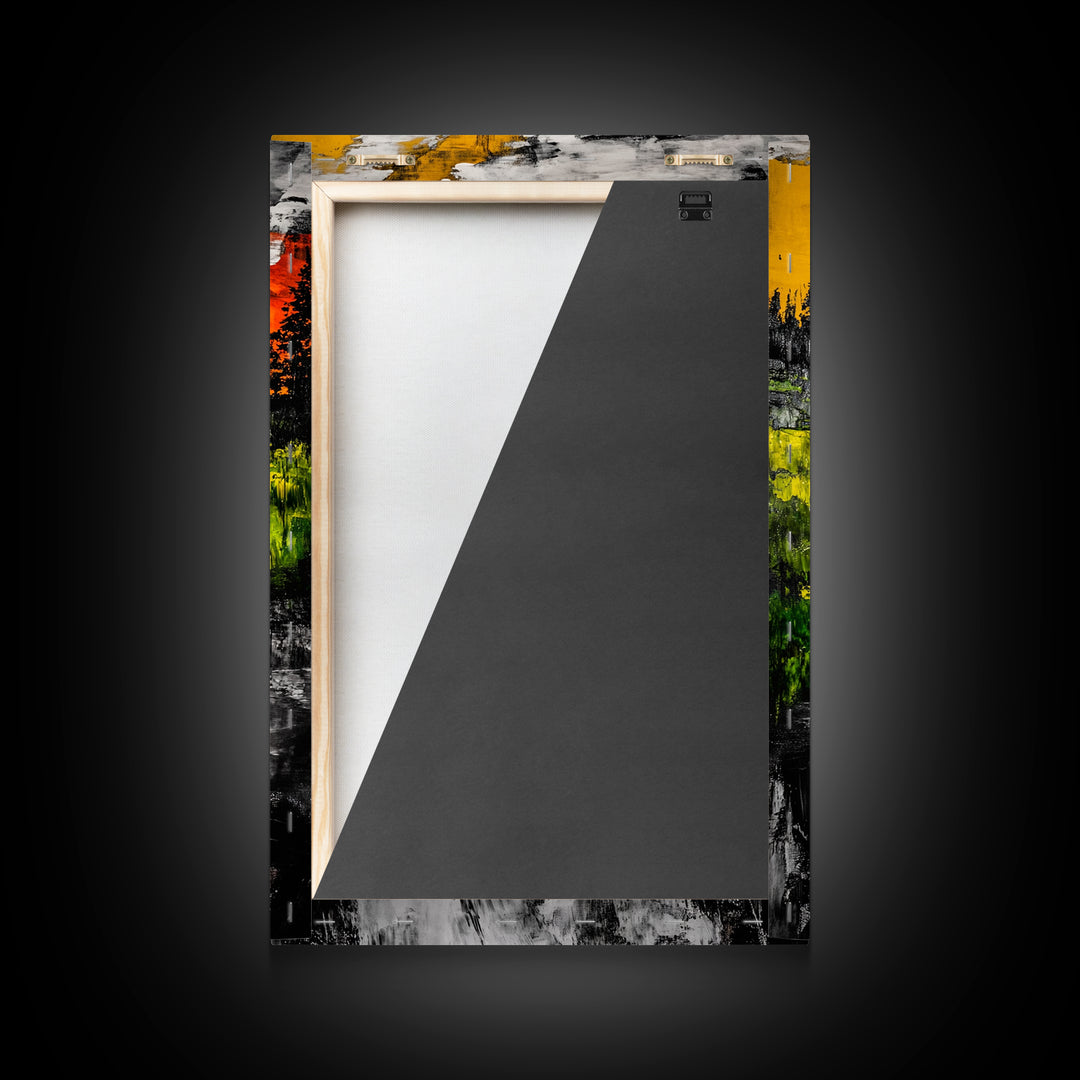 Autumn River, Nature Wall Art, Modern Landscape, Framed Canvas Print, Rustic Home Decor, Office Artwork, Vibrant Sunset Painting