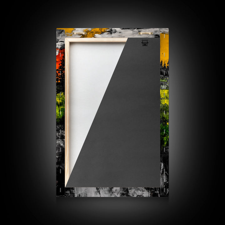 Autumn River, Nature Wall Art, Modern Landscape, Framed Canvas Print, Rustic Home Decor, Office Artwork, Vibrant Sunset Painting