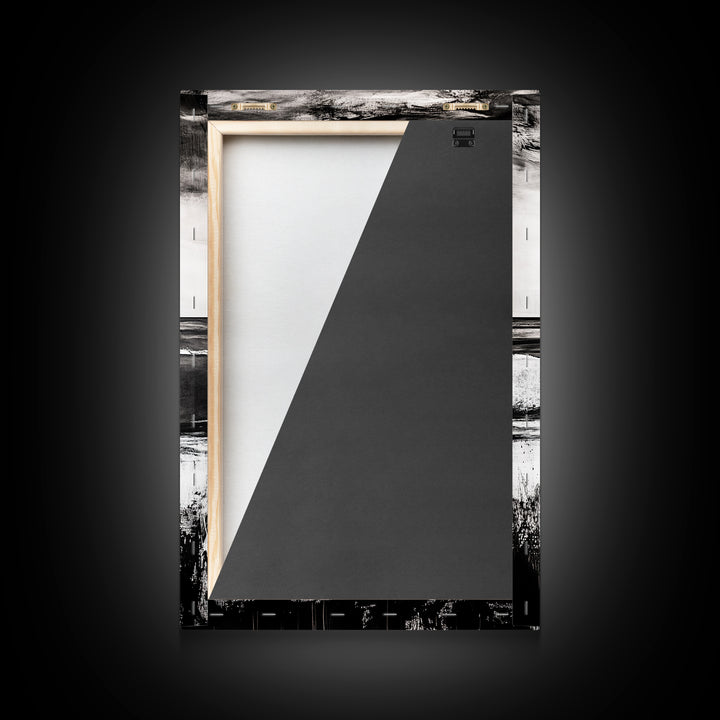 Black White Waves, Ocean Wall Art, Minimalist Coastal, Framed Canvas Print, Beach House Decor, Monochrome Seascape, Surfer Gift