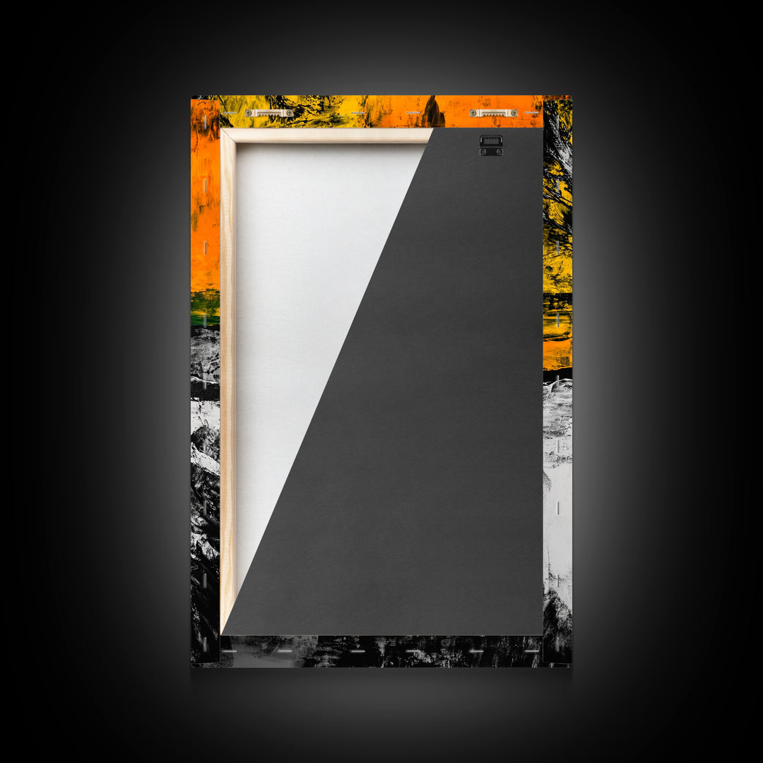 Abstract Tree, Fall Wall Art, Modern Nature Painting, Framed Canvas Print, Rustic Home Decor, Bold Orange Yellow, Unique Artwork